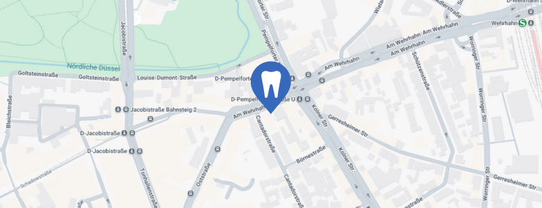 Standort von Megadent im Zentrum von Düsseldorf – Ihr Experten-Team für professionelle Dentalhygiene, Fachberatung und exklusive Zahnpflegeprodukte vor Ort.