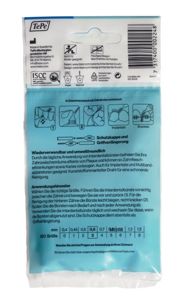 TePe Interdentalbürsten Blau 0,6 mm 8 Stück